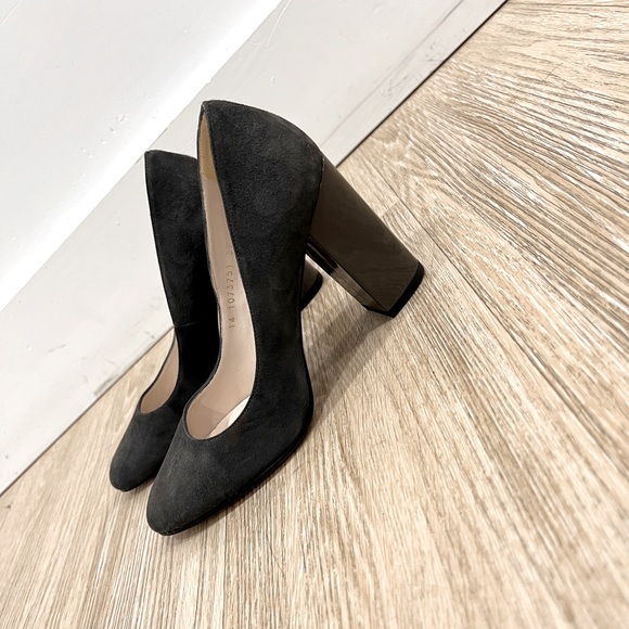 Lodi Gray Suede Heels - Picture 1 of 2